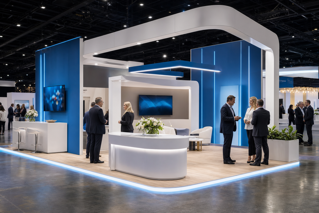 25ft inline vs 20x20 island trade show displays