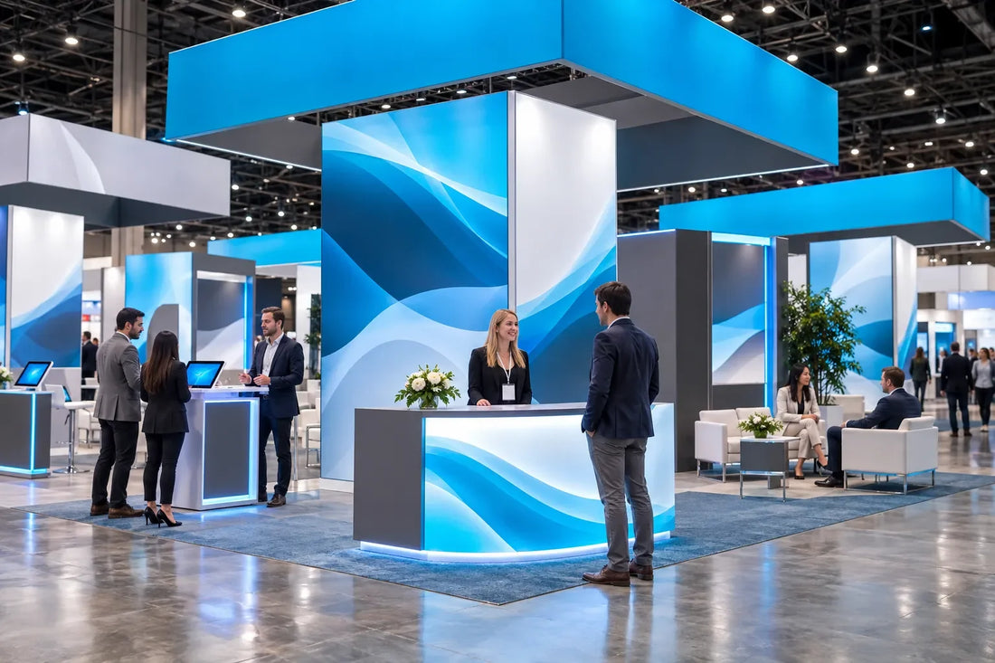 Compare pop-up booths and fabric displays.