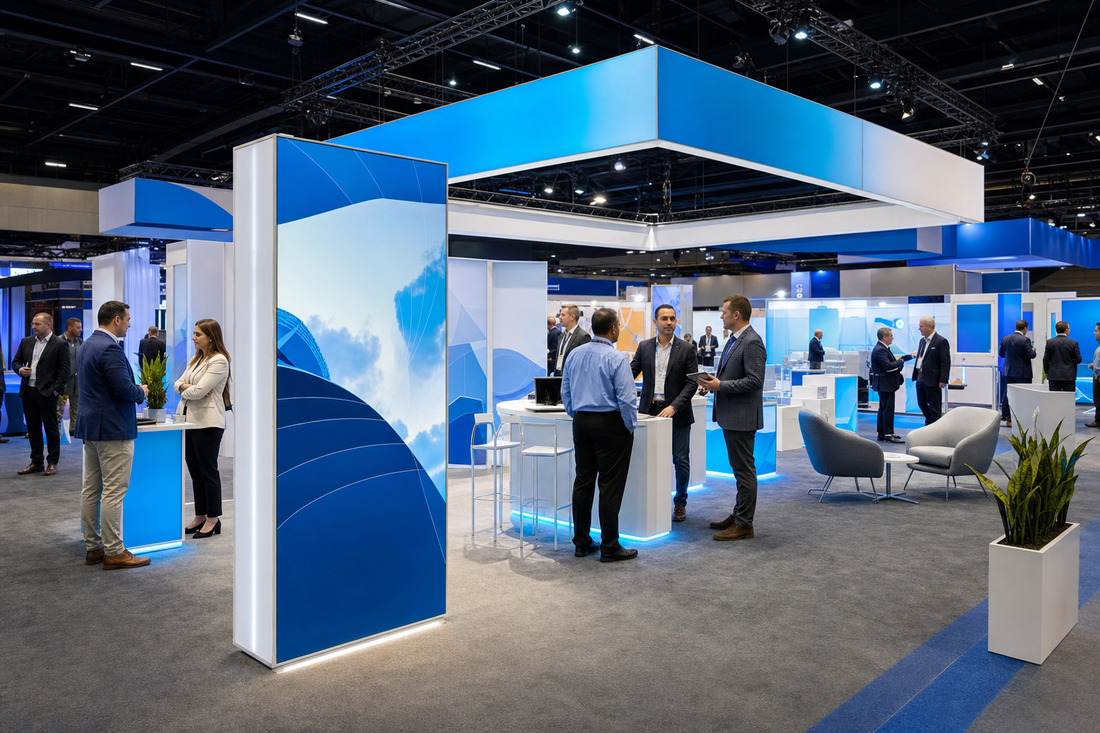 Compare rental booths to purchased displays.