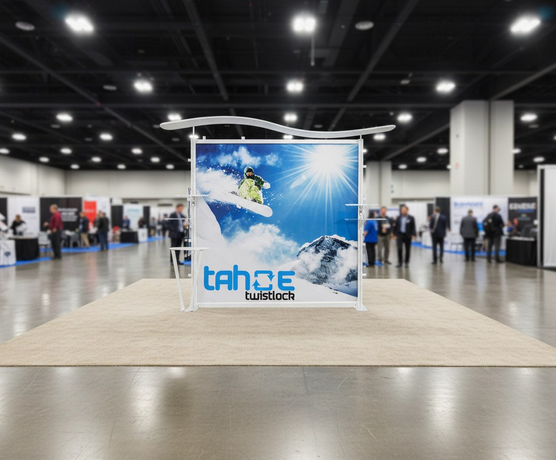 Tahoe twistlock modular booth in an exhibition hall