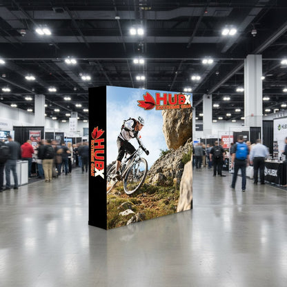 Portable trade show display kit at a booth