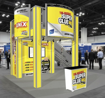 Two story double deck trade show booth at an exhibition