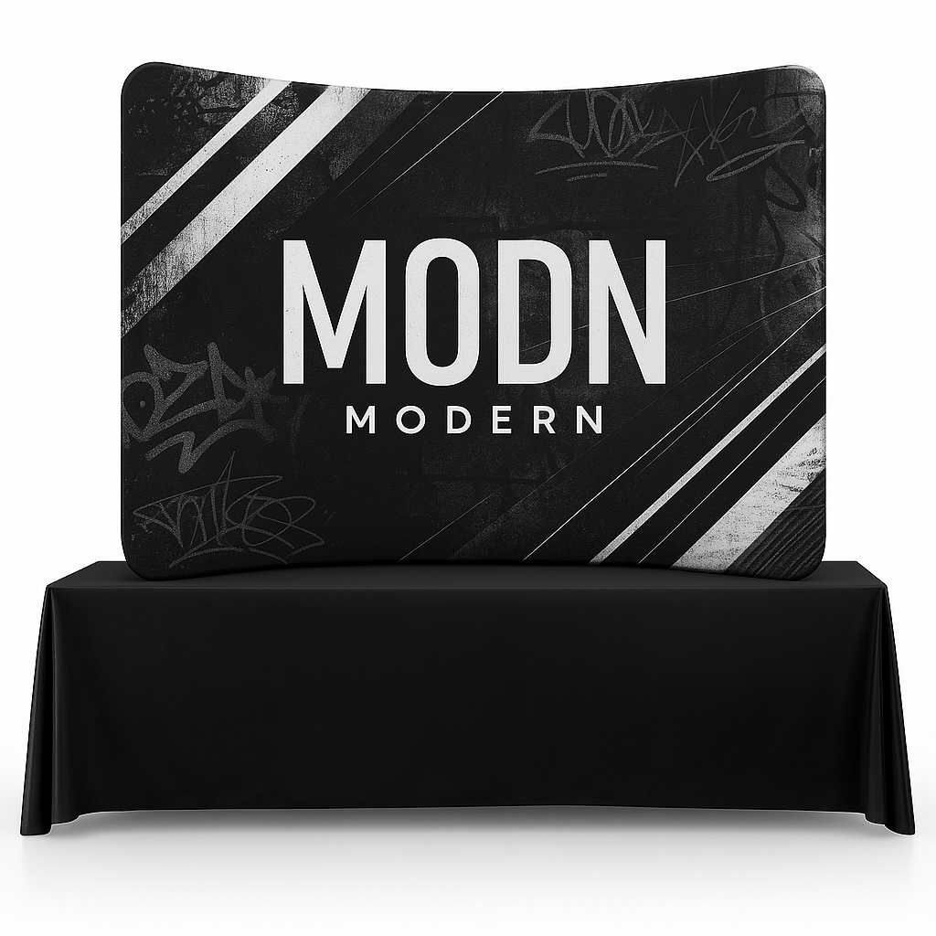 8ft Curved Tabletop Tension Fabric Display – iconicdisplays