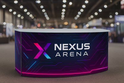 Curved Tension Fabric Portable Counter - Double