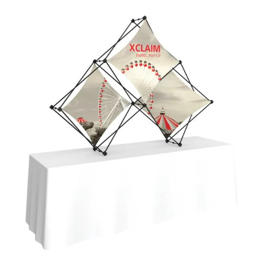 7ft Xclaim 3 Panel Pyramid Pop Up Table Top Fabric Display