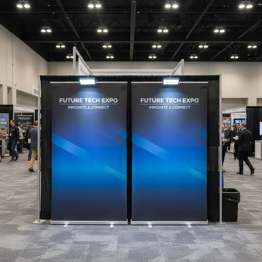 Trade show display with mounted display lights